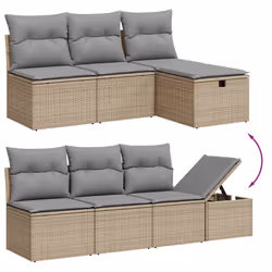 Set Divano da Giardino 9 pz con Cuscini Beige Misto Polyrattancod mxl 113722 - Vista aggiuntiva 3