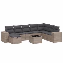 Set Divano da Giardino 9 pz con Cuscini Grigio in Polyrattancod mxl 92993 - Vista aggiuntiva 2