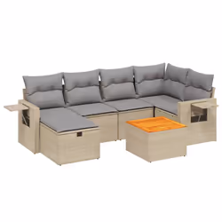 Set Divano da Giardino 7 pz con Cuscini Beige Misto Polyrattancod mxl 90855 - Vista aggiuntiva 2