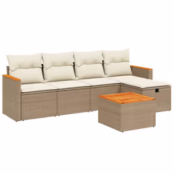 Set Divano da Giardino 6 pz con Cuscini Beige in Polyrattancod mxl 92749 - Vista aggiuntiva 2