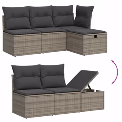 vidaXL Set Divano da Giardino 6 pz con Cuscini Grigio in Polyrattan - Vista aggiuntiva 3