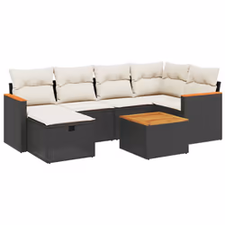vidaXL Set Divani da Giardino con Cuscini 7pz Nero Polyrattan - Vista aggiuntiva 2