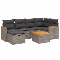 Set Divani da Giardino 7 pz con Cuscini Grigio in Polyrattancod mxl 89758 - Vista aggiuntiva 2