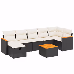 vidaXL Set Divani da Giardino con Cuscini 8 pz Nero in Polyrattan - Vista aggiuntiva 2