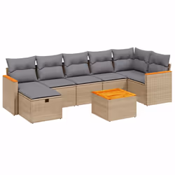 Set Divano da Giardino 8 pz con Cuscini Beige Misto Polyrattancod mxl 113764 - Vista aggiuntiva 2