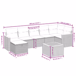 Set Divano da Giardino 8 pz con Cuscini Beige Misto Polyrattancod mxl 113764 - Vista aggiuntiva 3