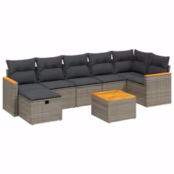 Set Divano da Giardino 8 pz con Cuscini Grigio in Polyrattancod mxl 90875 - Vista aggiuntiva 2
