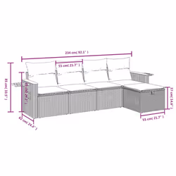vidaXL Set Divano da Giardino 5 pz con Cuscini Beige Misto Polyrattan - Vista aggiuntiva 3