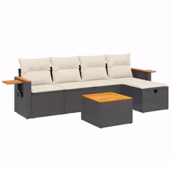 Set Divano da Giardino 6 pz con Cuscini Nero in Polyrattancod mxl 90522 - Vista aggiuntiva 2