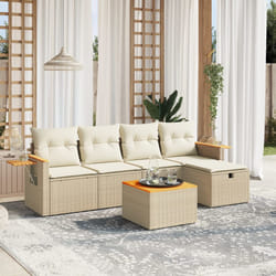 vidaXL Set Divano da Giardino 6 pz con Cuscini Beige in Polyrattan