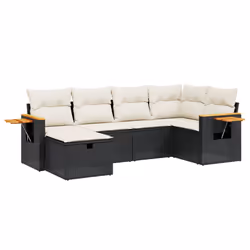 Set Divano da Giardino 6 pz con Cuscini Nero in Polyrattancod mxl 92238 - Vista aggiuntiva 2