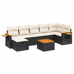 Set Divani da Giardino con Cuscini 8 pz Nero in Polyrattancod mxl 92239 - Vista aggiuntiva 2