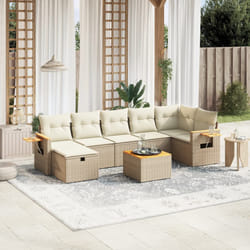vidaXL Set Divano da Giardino 8 pz con Cuscini Beige in Polyrattan