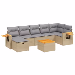 vidaXL Set Divano da Giardino 8 pz con Cuscini Beige Misto Polyrattan - Vista aggiuntiva 2