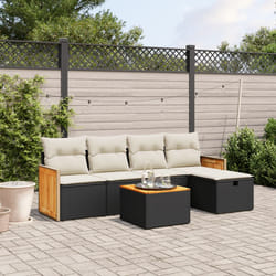 vidaXL Set Divano da Giardino 6 pz con Cuscini Nero in Polyrattan