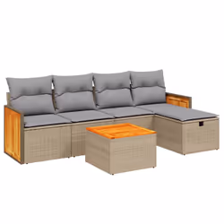 Set Divano da Giardino 6 pz con Cuscini Beige Misto Polyrattancod mxl 89771 - Vista aggiuntiva 2