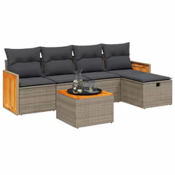 Set Divano da Giardino 6 pz con Cuscini Grigio in Polyrattancod mxl 114525 - Vista aggiuntiva 2