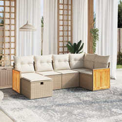Set Divano da Giardino 6 pz con Cuscini Beige in Polyrattancod mxl 116715