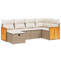 Set Divano da Giardino 6 pz con Cuscini Beige in Polyrattancod mxl 116715 - Vista aggiuntiva 2