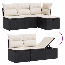 vidaXL Set Divani da Giardino con Cuscini 7pz Nero Polyrattan - Vista aggiuntiva 3