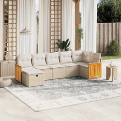 Set Divani da Giardino 7 pz con Cuscini Beige in Polyrattancod mxl 116717