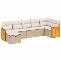 Set Divani da Giardino 7 pz con Cuscini Beige in Polyrattancod mxl 116717 - Vista aggiuntiva 2