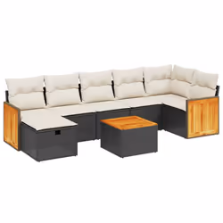 vidaXL Set Divani da Giardino con Cuscini 8 pz Nero in Polyrattan - Vista aggiuntiva 2