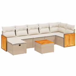 Set Divano da Giardino 8 pz con Cuscini Beige in Polyrattancod mxl 114530 - Vista aggiuntiva 2