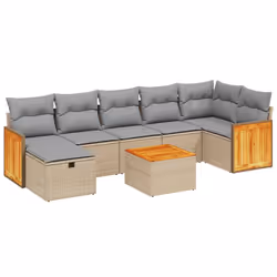 Set Divano da Giardino 8 pz con Cuscini Beige Misto Polyrattancod mxl 92784 - Vista aggiuntiva 2