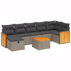 Set Divano da Giardino 8 pz con Cuscini Grigio in Polyrattancod mxl 116716 - Vista aggiuntiva 2
