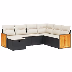 Set Divani da Giardino con Cuscini 7pz Nero Polyrattancod mxl 113782 - Vista aggiuntiva 2