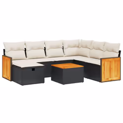 vidaXL Set Divani da Giardino con Cuscini 8 pz Nero in Polyrattan - Vista aggiuntiva 2
