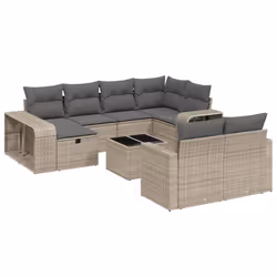 Set Divani da Giardino 11 pz con Cuscini in Polyrattan Grigiocod mxl 89242 - Vista aggiuntiva 2