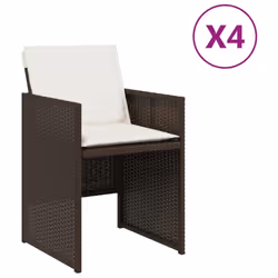 Sedie da Giardino con Cuscini 4 pz Marroni in Polyrattancod mxl 115882 - Vista aggiuntiva 2