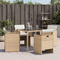 VidaXL 4007439 sedia da esterno Terrazzo Seduta imbottita Rattan sintetico, Acciaio Crema, Bianco - Vista aggiuntiva 4