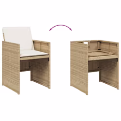 VidaXL 4007439 sedia da esterno Terrazzo Seduta imbottita Rattan sintetico, Acciaio Crema, Bianco - Vista aggiuntiva 8