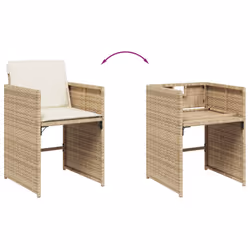 VidaXL 4007459 sedia da esterno Terrazzo Seduta imbottita Rattan sintetico, Acciaio Crema, Bianco - Vista aggiuntiva 8