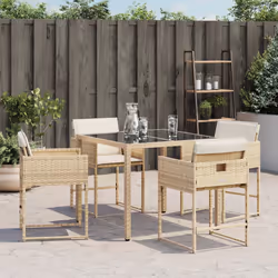VidaXL 4007479 sedia da esterno Terrazzo Seduta imbottita Rattan sintetico, Acciaio Crema, Bianco - Vista aggiuntiva 4