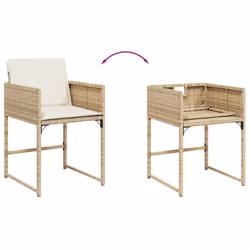 VidaXL 4007479 sedia da esterno Terrazzo Seduta imbottita Rattan sintetico, Acciaio Crema, Bianco - Vista aggiuntiva 8