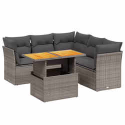 vidaXL Set Divano da Giardino 5 pz con Cuscini Grigio in Polyrattan - Vista aggiuntiva 2
