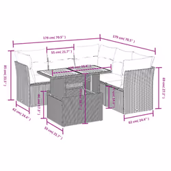 vidaXL Set Divano da Giardino 5 pz con Cuscini Grigio in Polyrattan - Vista aggiuntiva 3