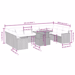 Set Divani da Giardino 11 pz con Cuscini in Polyrattan Nerocod mxl 88720 - Vista aggiuntiva 3