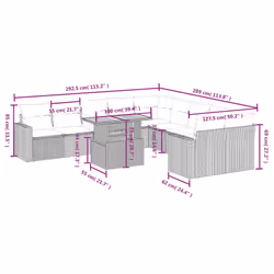 Set Divani da Giardino 11 pz con Cuscini in Polyrattan Nerocod mxl 88721 - Vista aggiuntiva 3