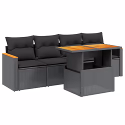 Set Divani da Giardino 5 pz con Cuscini in Polyrattan Nerocod mxl 112722 - Vista aggiuntiva 2