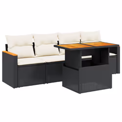 Set Divani da Giardino 5 pz con Cuscini in Polyrattan Nerocod mxl 88732 - Vista aggiuntiva 2
