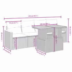 Set Divani da Giardino 5 pz con Cuscini in Polyrattan Nerocod mxl 88732 - Vista aggiuntiva 3