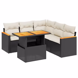 Set Divano da Giardino 6 pz con Cuscini Nero in Polyrattancod mxl 112727 - Vista aggiuntiva 2