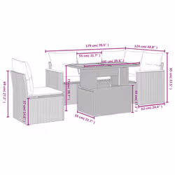 VidaXL 3273081 set mobili da esterno Crema, Bianco - Vista aggiuntiva 3