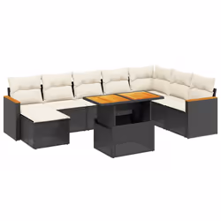 Set Divani da Giardino 9 pz con Cuscini Nero in Polyrattancod mxl 112731 - Vista aggiuntiva 2