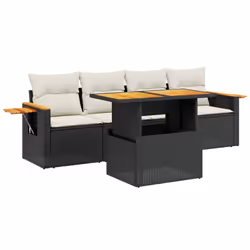 Set Divani da Giardino 5 pz con Cuscini in Polyrattan Nerocod mxl 90404 - Vista aggiuntiva 2